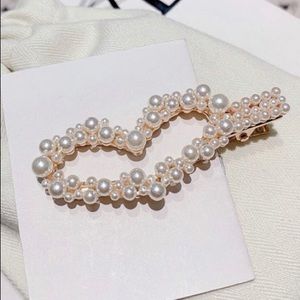 New! Large Pearl/Gold Heart Hairpin Hair Clip!